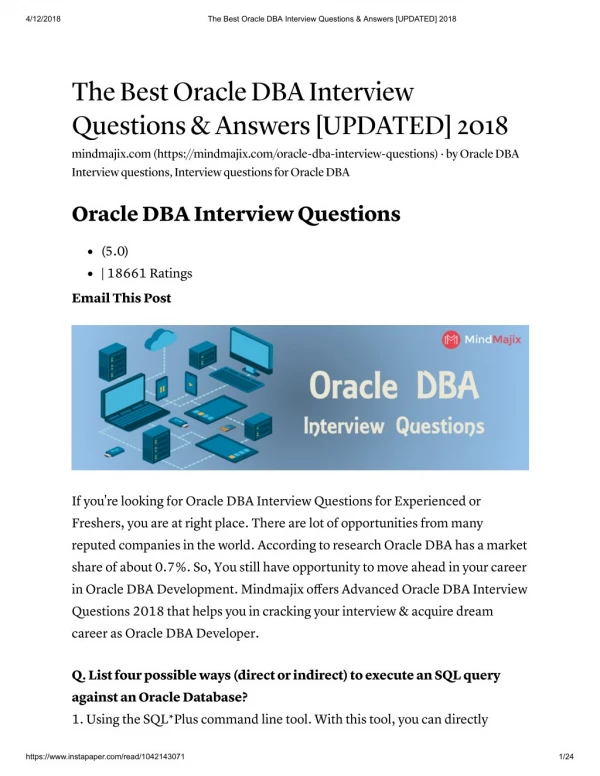 Oracle DBA Intervie& Answers At Mindmajix