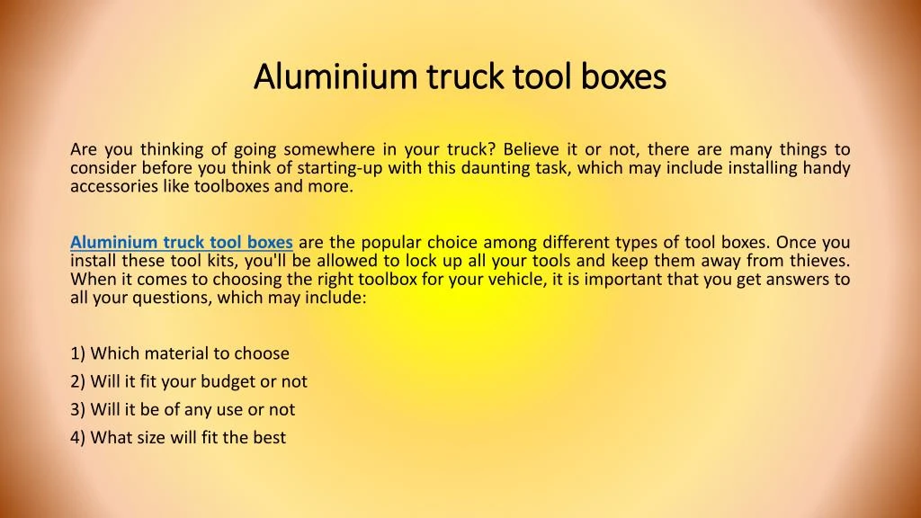 aluminium truck tool boxes