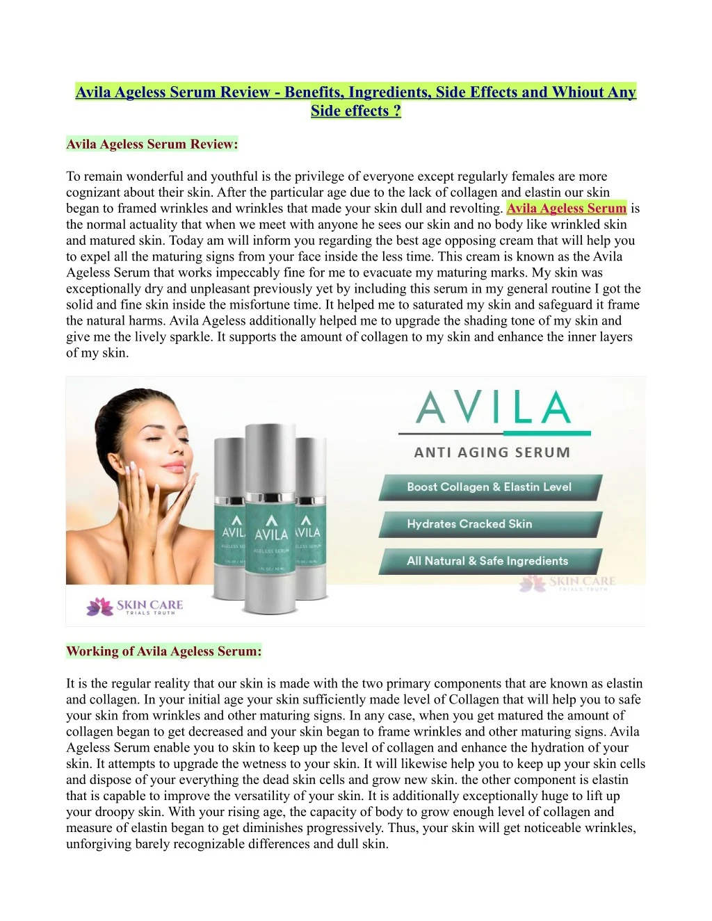 avila ageless serum review benefits ingredients