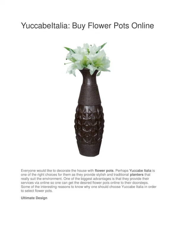 YuccabeItalia: Buy Flower Pots Online
