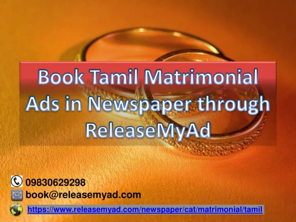 Book Tamil Matrimonial Newspaper Advertisements Instantly