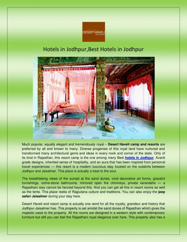 Hotels in Jodhpur,Best Hotels in Jodhpur