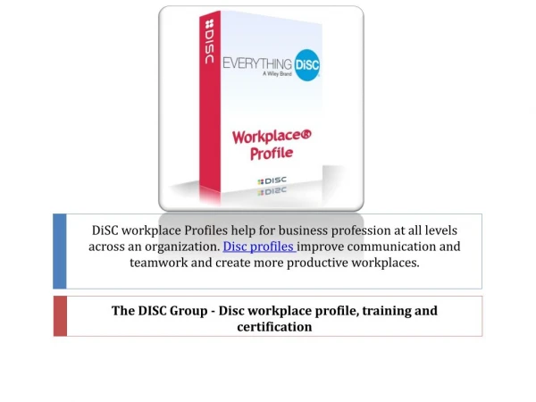 The DISC Group - Disc workplace profile, training and certification