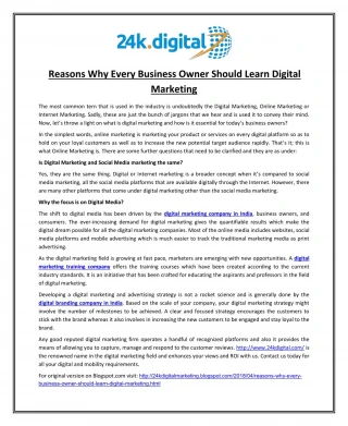 Reasons Why Every Business Owner Should Learn Digital Marketing - slide 1