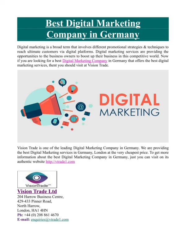 Best Digital Marketing Company in Germany