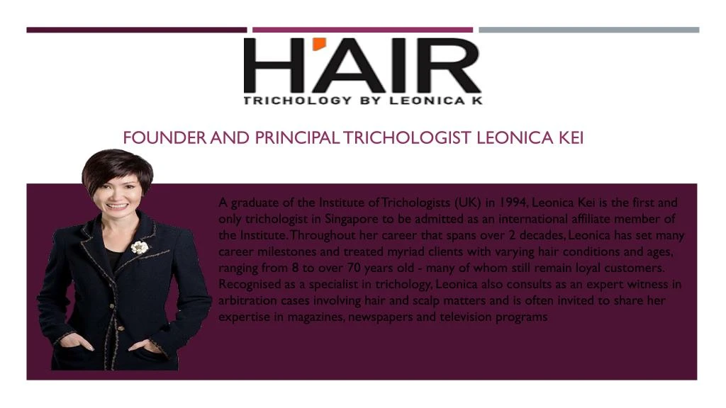 founder and principal trichologist leonica kei