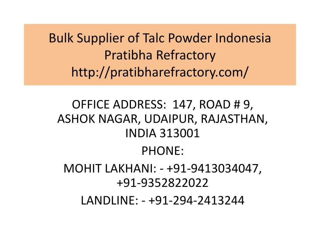 bulk supplier of talc powder indonesia pratibha refractory http pratibharefractory com