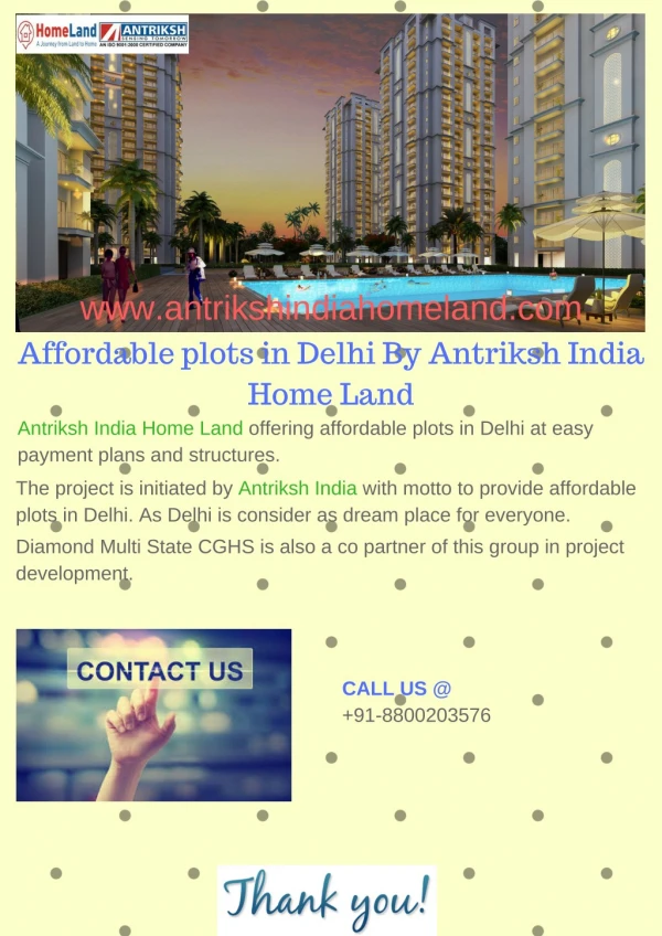 Affordable plots in Delhi By Antriksh India Home Land