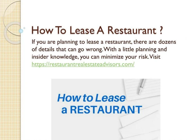 How to Lease a Restaurant