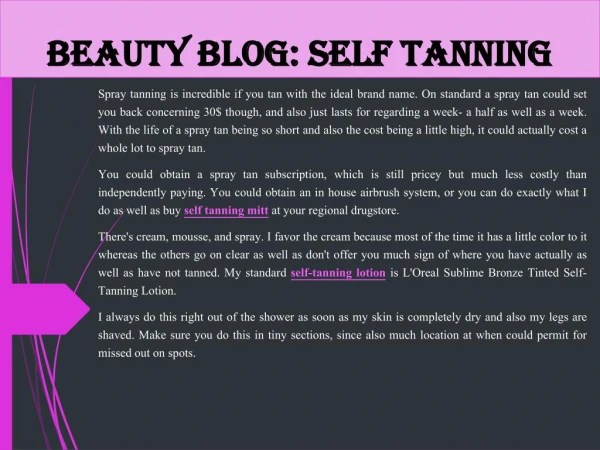 Beauty Blog: Self Tanning