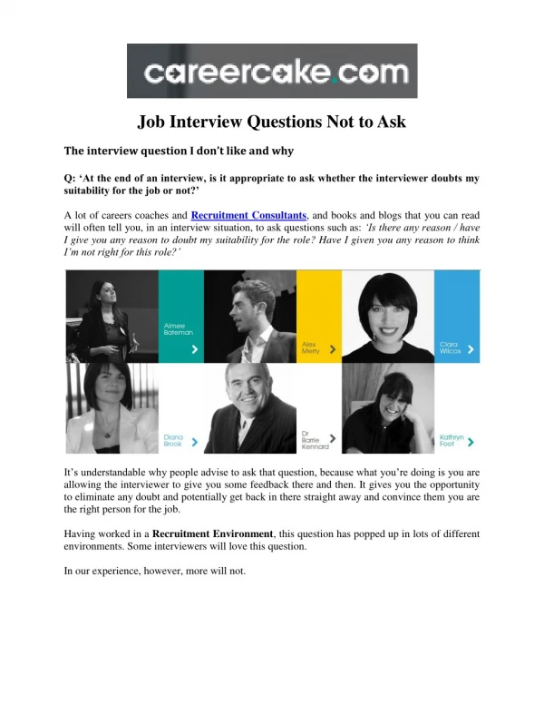 Job Interview Questions Not to Ask