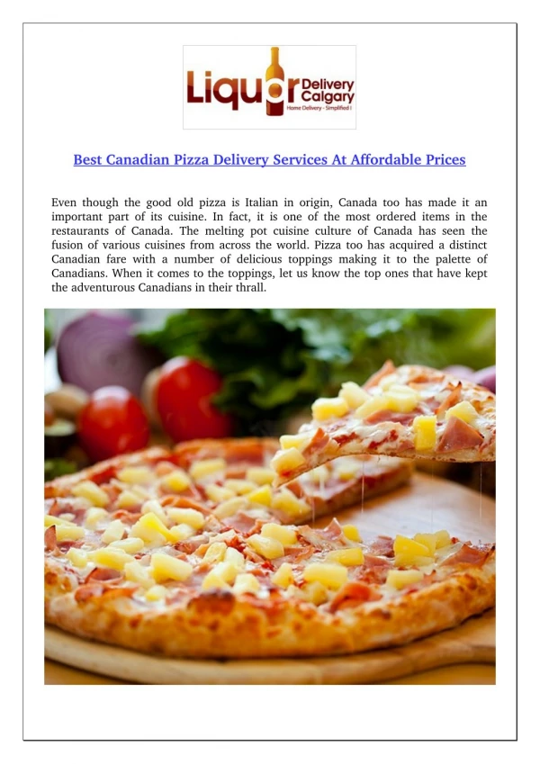 Best Canadian Pizza Delivery Services At Affordable Prices