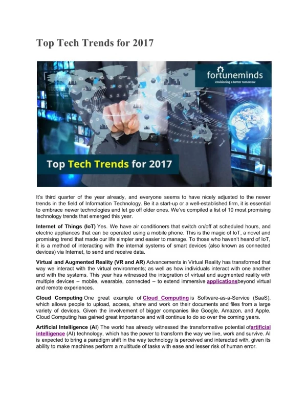 Top Tech Trends for 2017