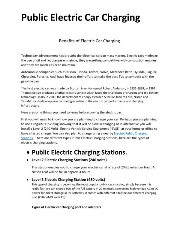 Benefits of Electric Car Charging