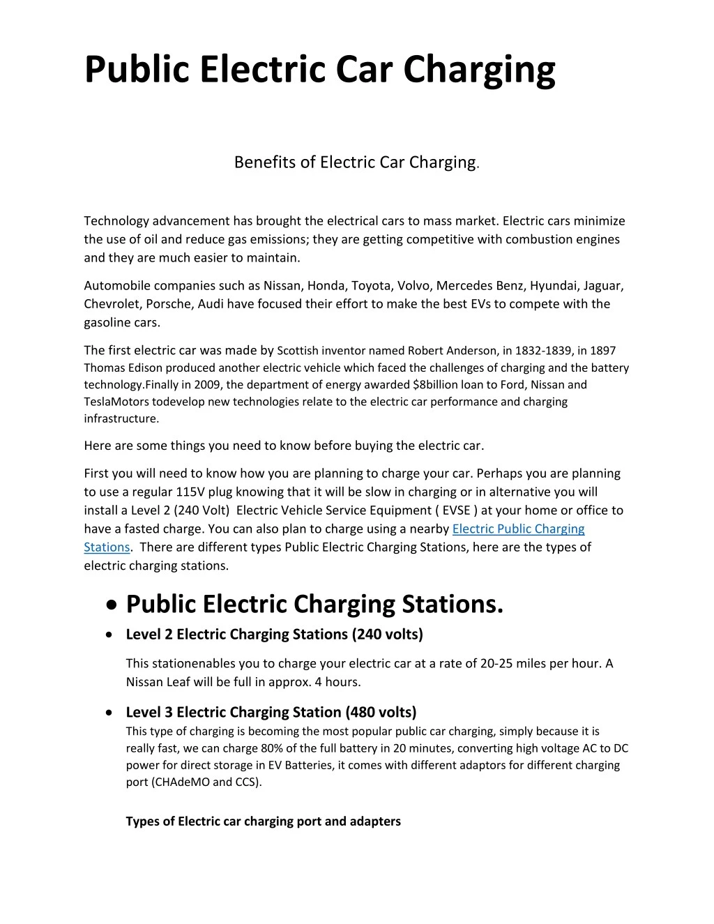 public electric car charging