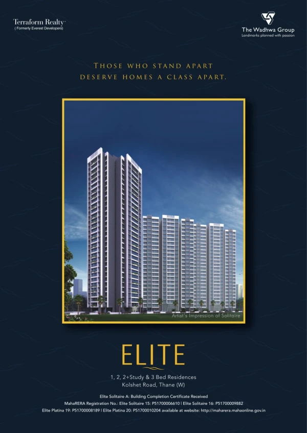 Spacious 2, 3 BHK Apartments in Kolshet Road, Thane - Elite