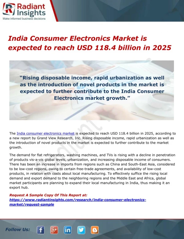 India Consumer Electronics Market is expected to reach USD 118.4 billion in 2025