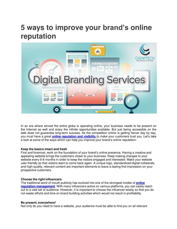5 ways to improve your brand’s online reputation