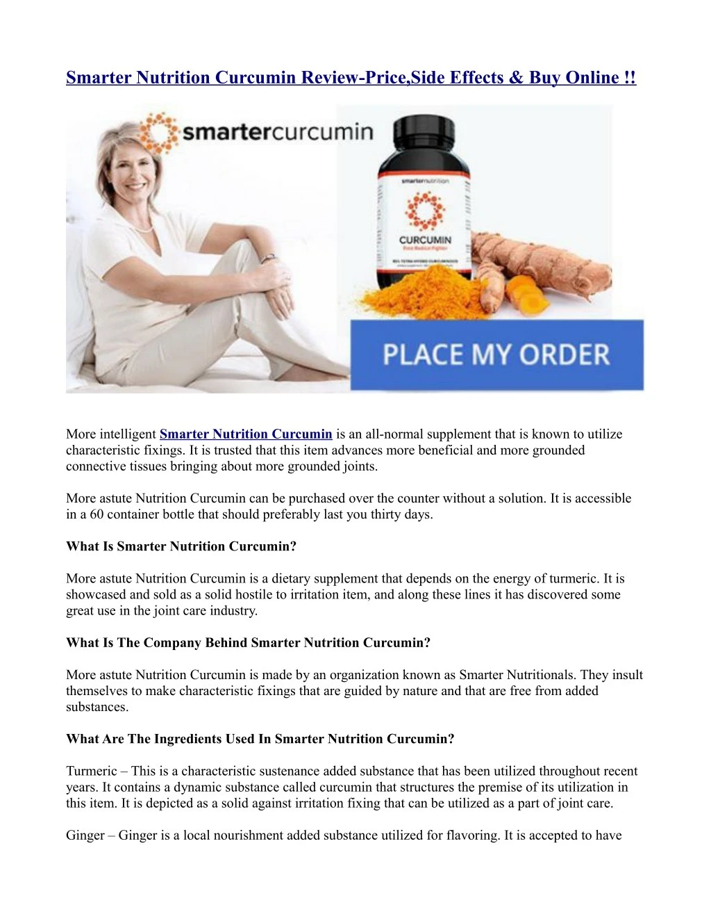 smarter nutrition curcumin review price side