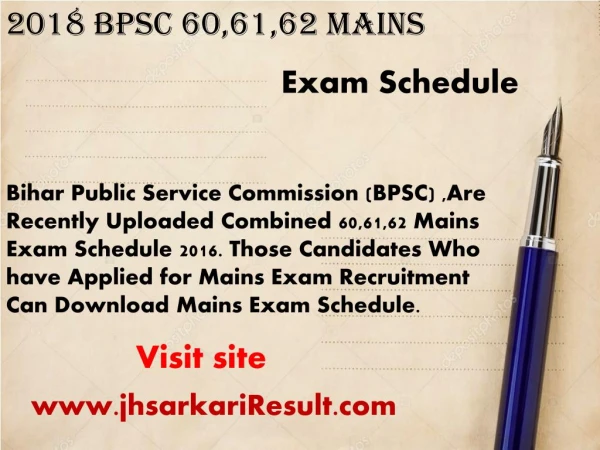 2018 BPSC 60,61,62 Mains Exam Schedule
