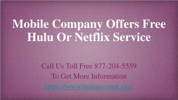 Mobile Company Offers Free Hulu Or Netflix Service