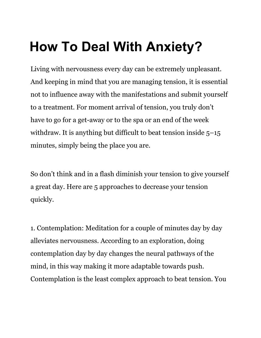 how to deal with anxiety