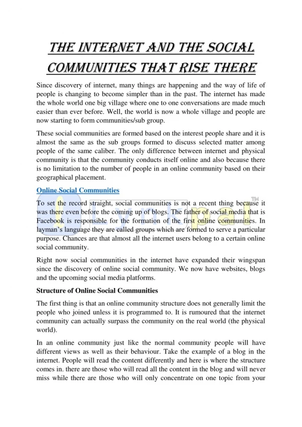Rise of Online Social Communities