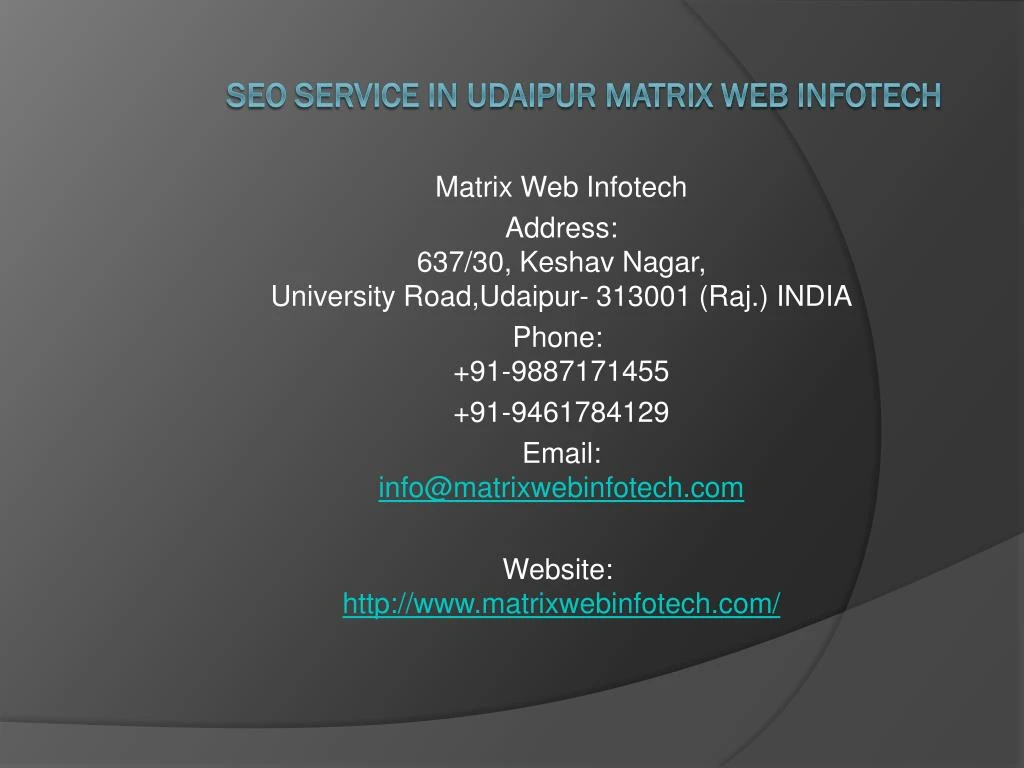 seo service in udaipur matrix web infotech