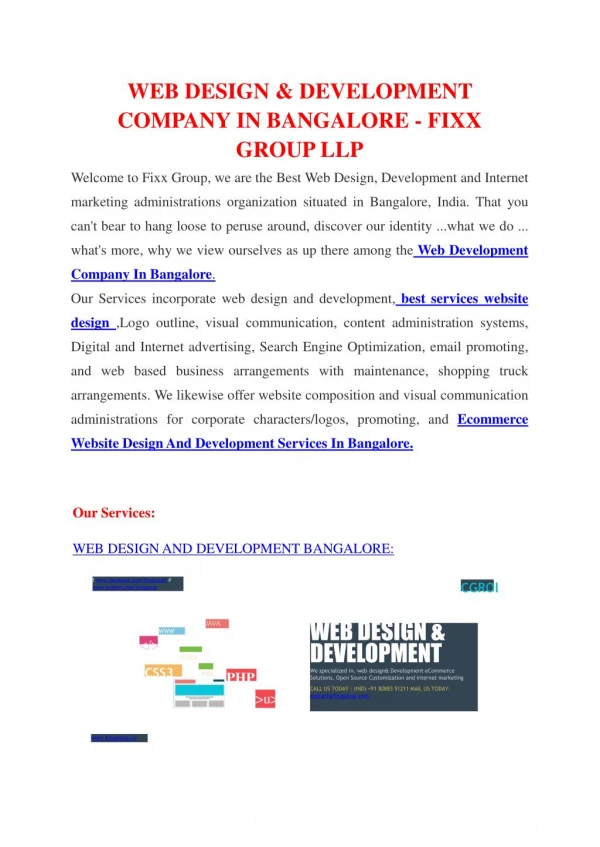 Web Development Company In Bangalore | Web Designing Companies In Bangalore | Ecommerce Web Development Services In Ba