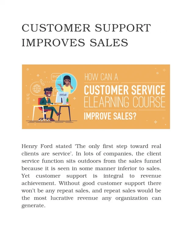 HOW CUSTOMER SUPPORT IMPROVES SALES