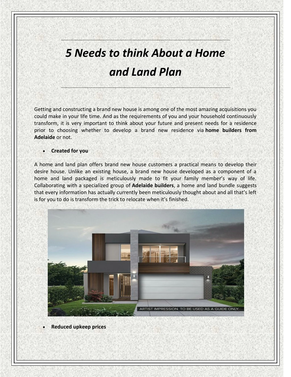 5 needs to think about a home