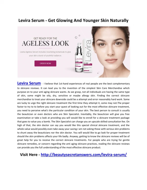Levira Serum - Get Glowing And Younger Skin Naturally