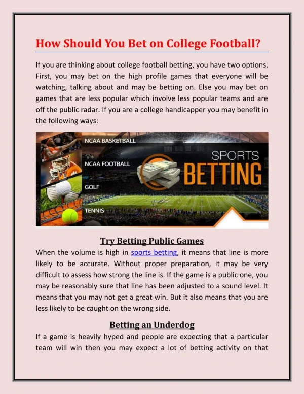 How Should You Bet on College Football?