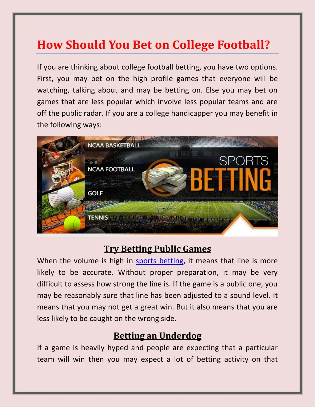 how should you bet on college football