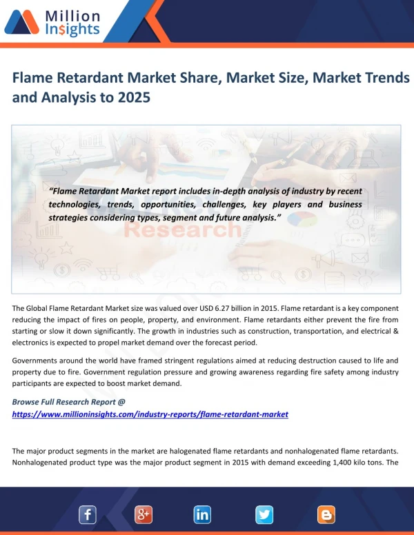 Flame retardant market share, market size, market trends and analysis to 2025