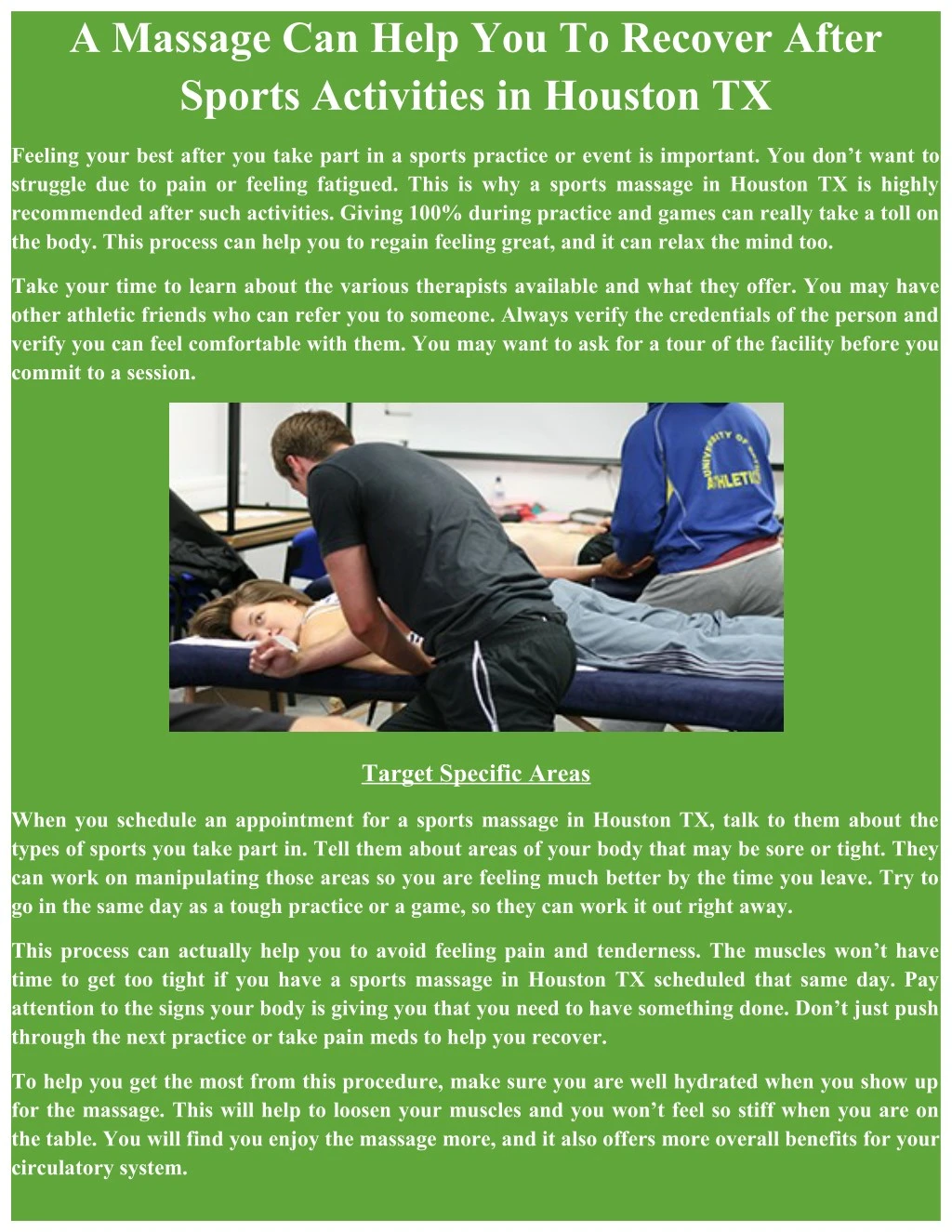 a massage can help you to recover after sports