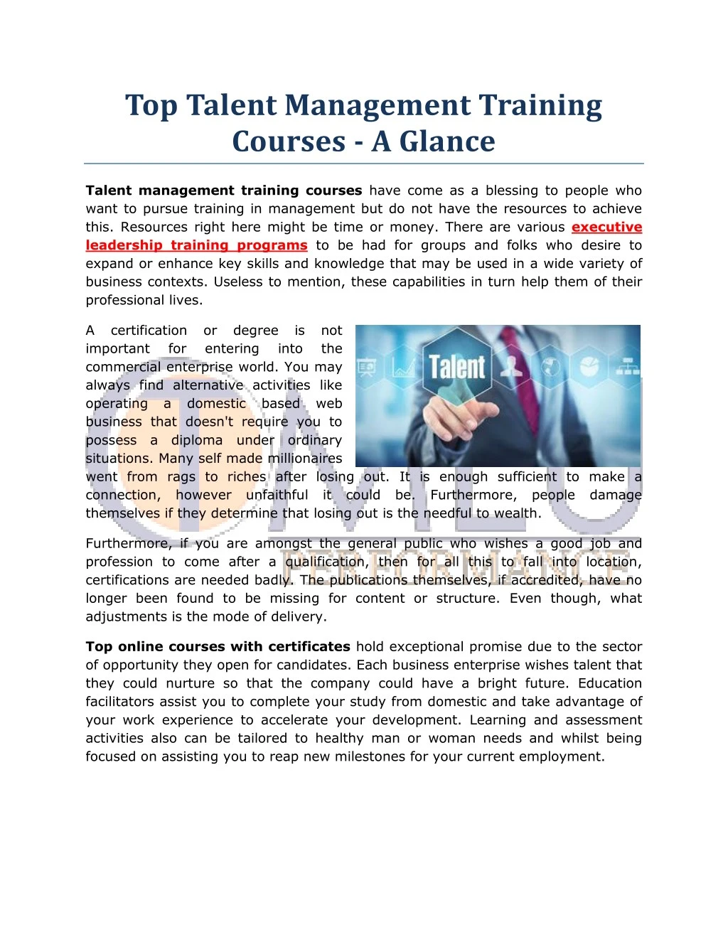 top talent management training courses a glance