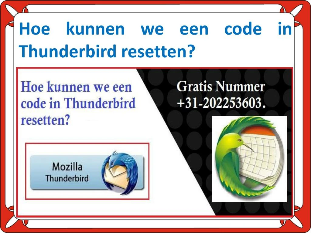 hoe kunnen we een code in thunderbird resetten