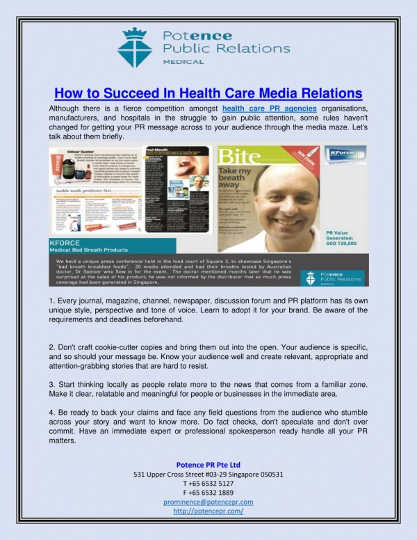 How to Succeed In Health Care Media Relations