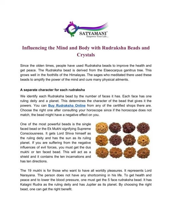 Influencing the Mind and Body with Rudraksha Beads and Crystals