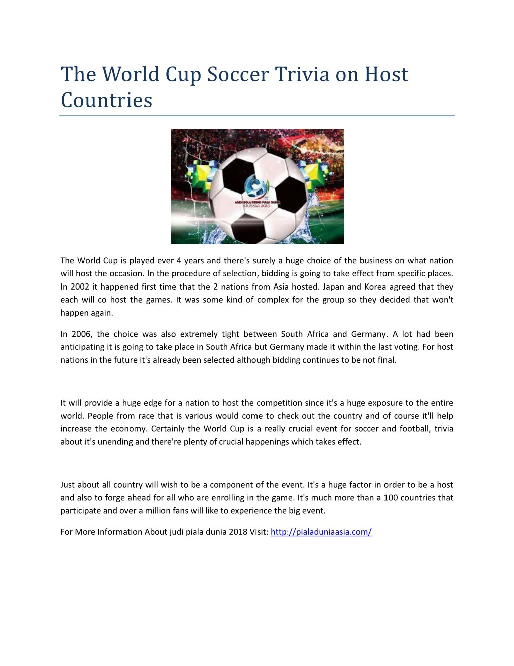 the world cup soccer trivia on host countries
