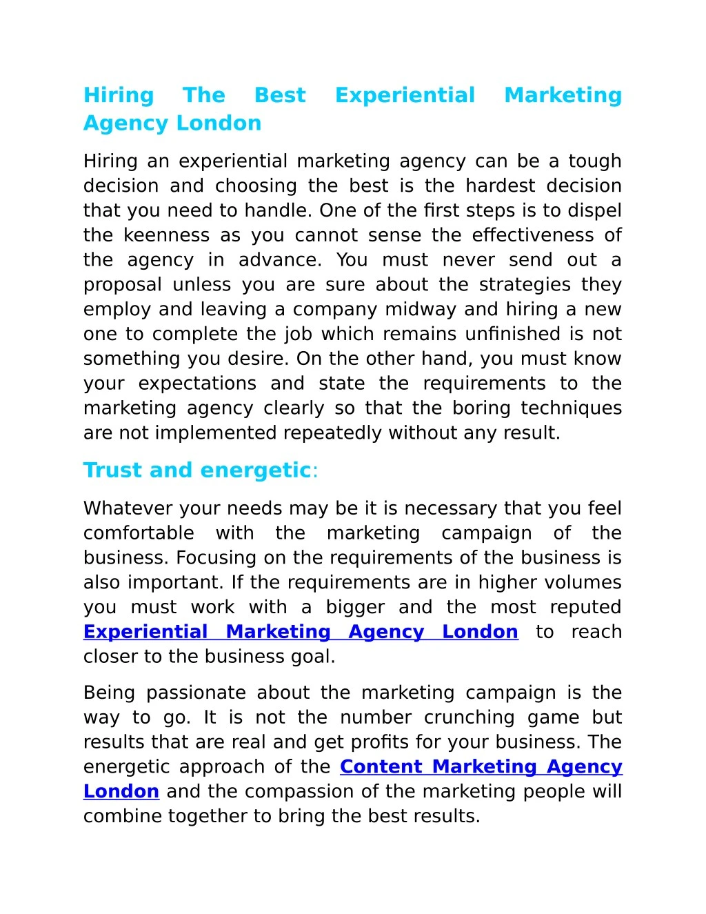 hiring the best agency london