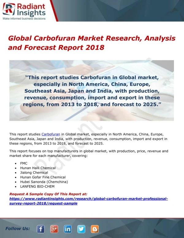 Global Carbofuran Market Research, Analysis and Forecast Report 2018
