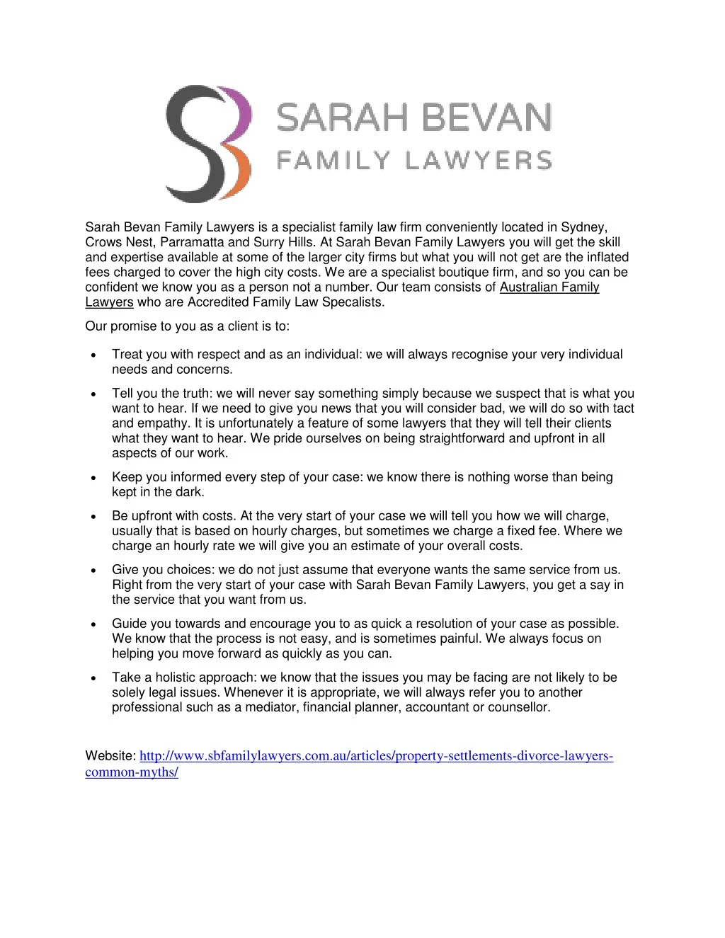 sarah bevan family lawyers is a specialist family