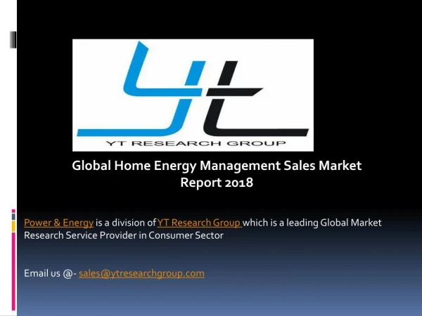 Global Home Energy Management Sales Market Report 2018