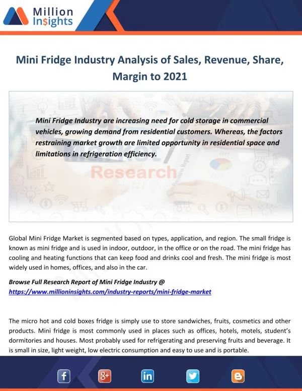mini fridge market trends analysis growth overview outlook 2016-2021