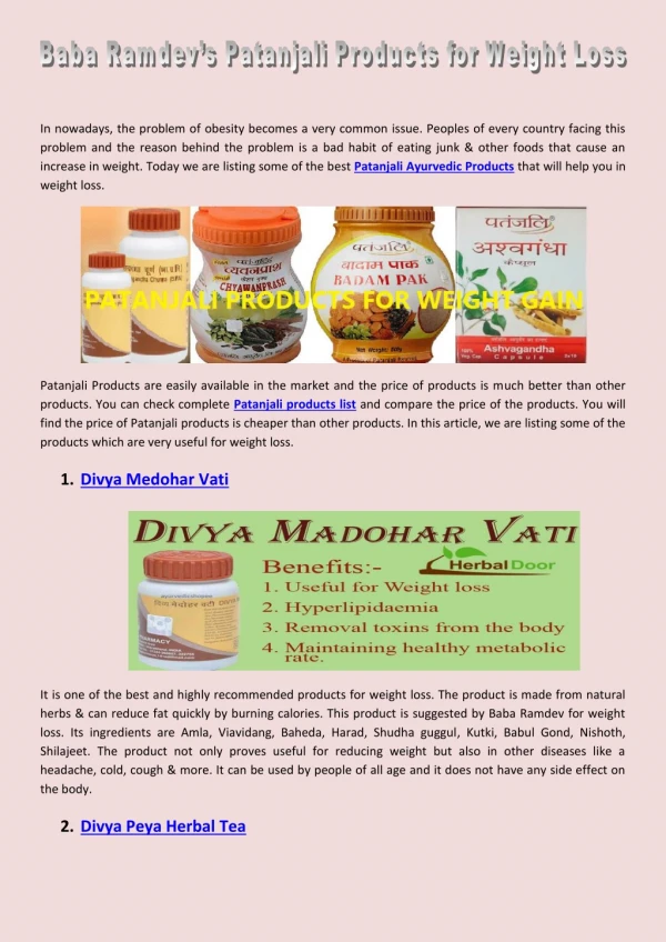 Patanjali products for weight loss