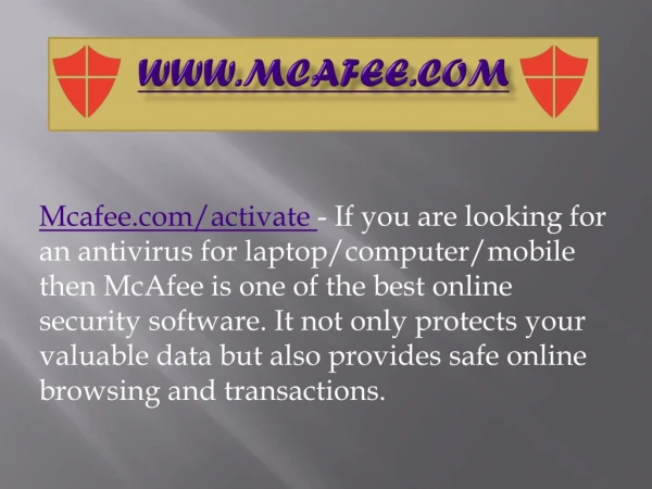 McAfee.com/Activate - Steps to Download, Install and Use McAfee Activation Key