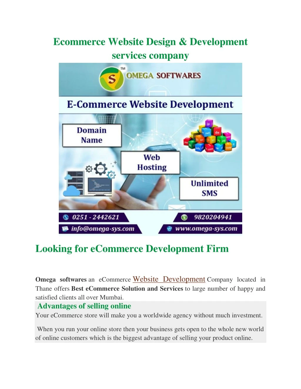 ecommerce website design development services