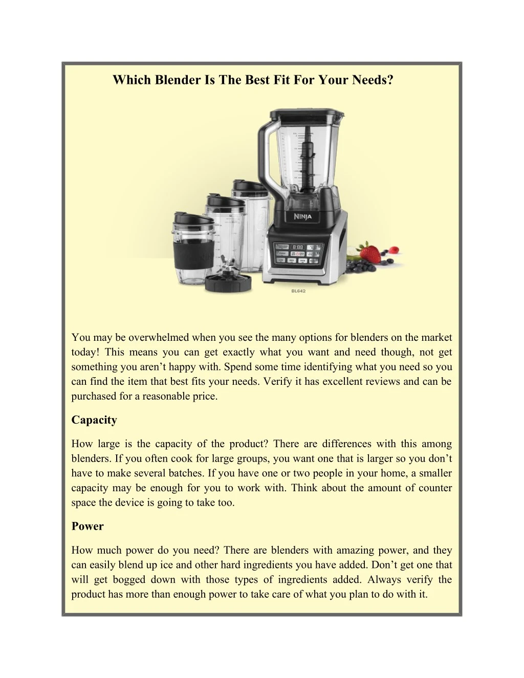 which blender is the best fit for your needs